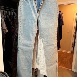 BIKER LADIES !! Perfect lightweight “lined” riding outfit.   Vest, jeans, chaps.